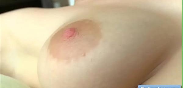  Sensual natural big tit amateur teen Summer massage her natural boobs and spank her butt